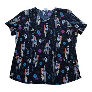 Black Halloween Themed Scrub Top